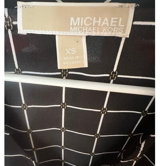 Michael Kors Surplice Peplum Blouse – Black & White Windowpane - Picture 3 of 7